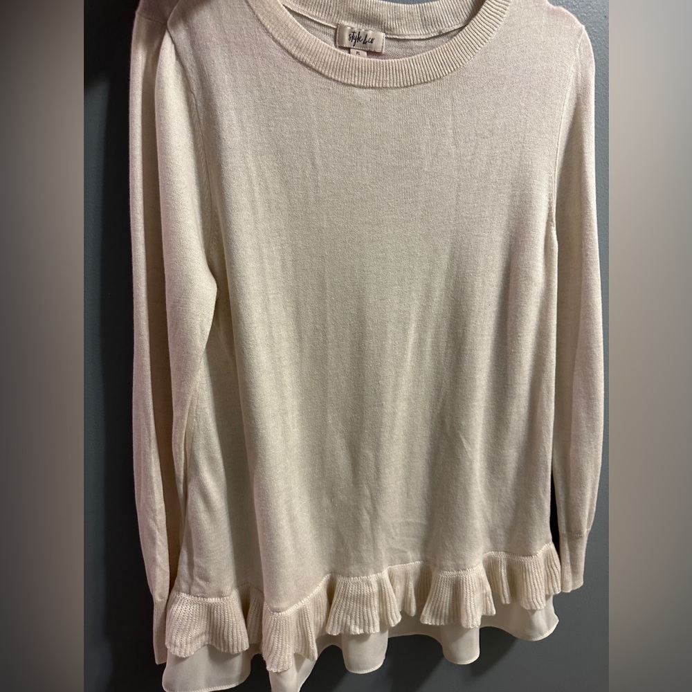 WOMENS Style & Co. ruffle bottom sweater top size PL